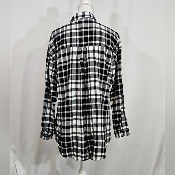 Thread & Supply black and white plaid long sleeve Top women's size la… - Picture 2 of 11